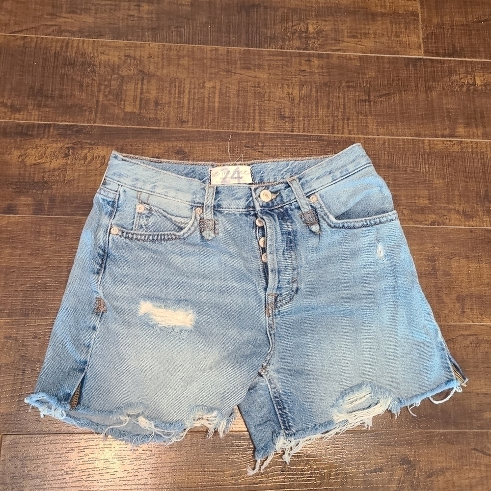 Free People We The Free high rise button fly denim shorts